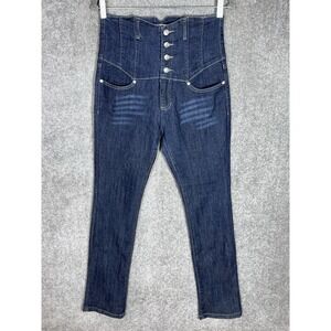 Vintage Wet Seal High Waist Jeans Womens Juniors Size 11 Blue Dark Wash Stretch